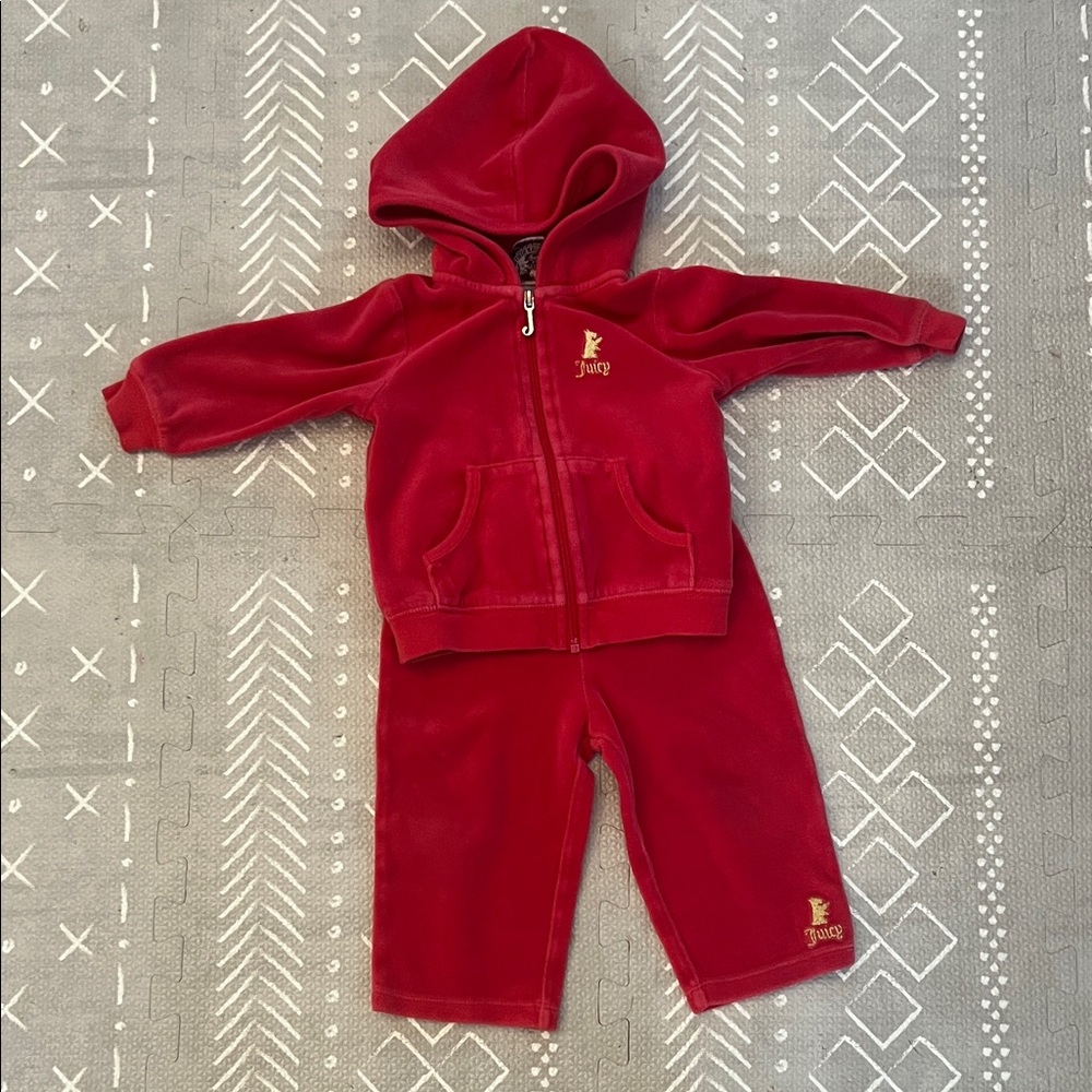 Juicy Couture Red Velour Baby Set